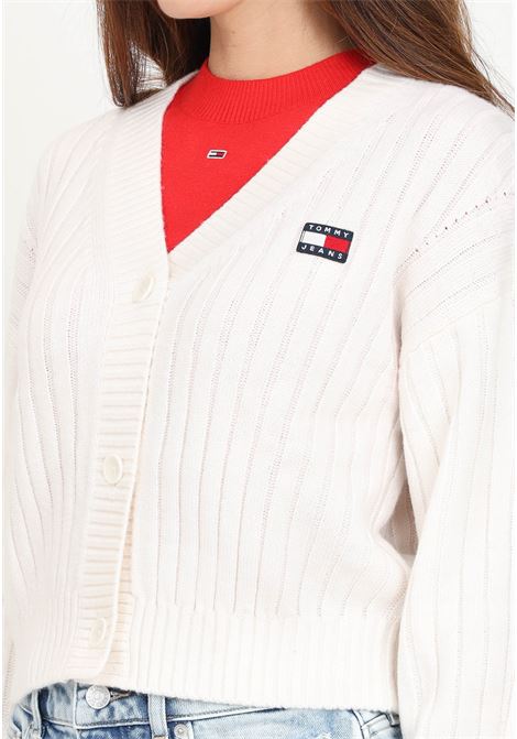 Women's cream cardigan with logo patch TOMMY JEANS | DW0DW18529YBHYBH